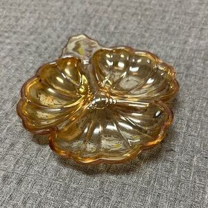 Jeannette Glass Marigold Carnival Glass 3-Leaf Clover Candy Dish